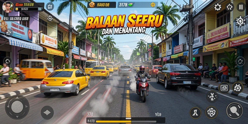 Tampilan gameplay menegangkan dalam balapan di jalanan.