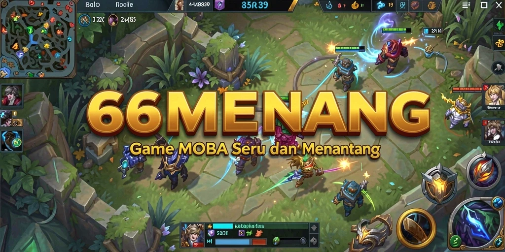 Screenshot gameplay 66MENANG menampilkan aksi seru dalam pertandingan MOBA.