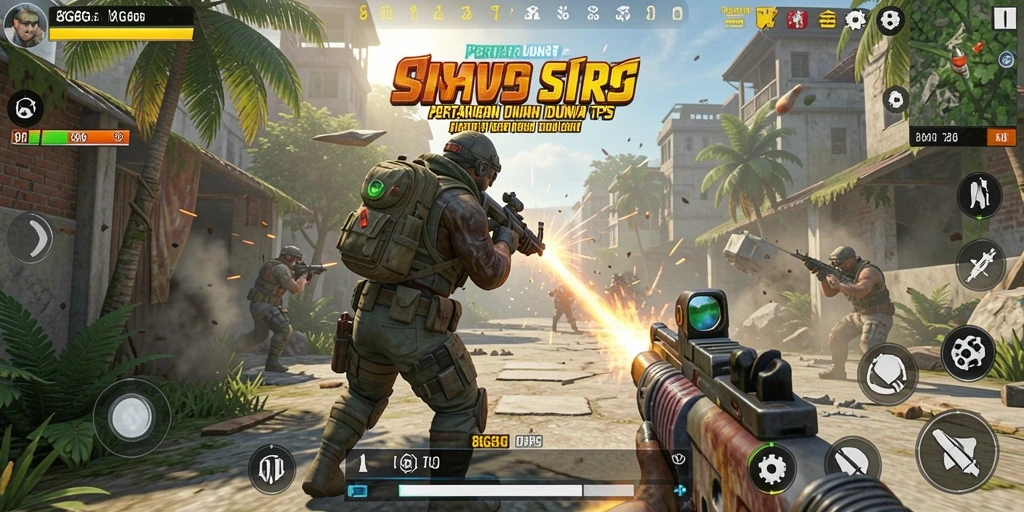 Screenshot gameplay 8G8G menampilkan aksi seru dalam pertarungan TPS.