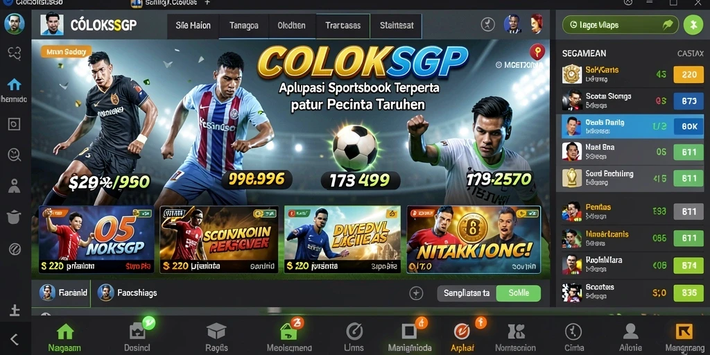 Tampilan utama COLOKSGP dengan berbagai pilihan taruhan olahraga.