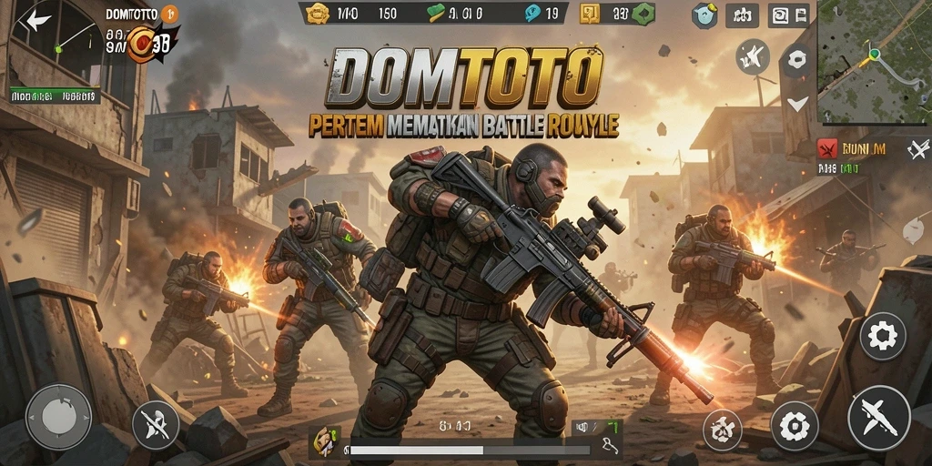Tampilan menangkap aksi battle royale yang intens.