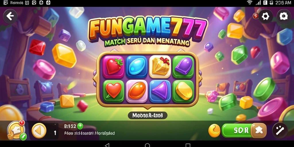 Tampilan gameplay seru dari <strong>FUNGAME777</strong> dalam mode Match-3 yang menantang.