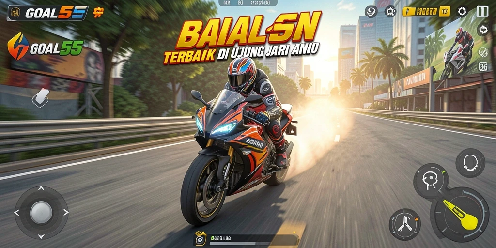 Menampilkan gameplay seru balapan motor yang mendebarkan.