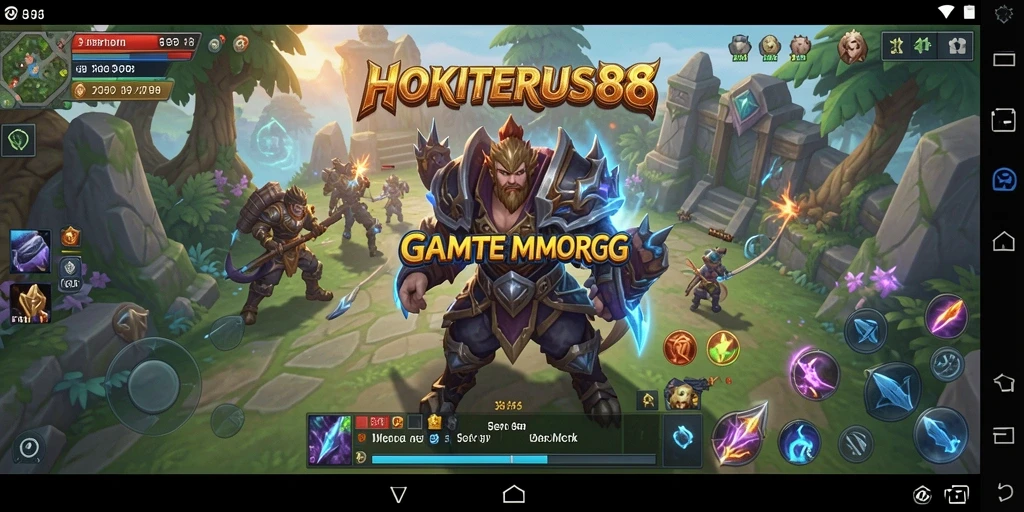 Screenshot gameplay HOKITERUS88 menunjukkan pertempuran seru dalam dunia MMORPG.