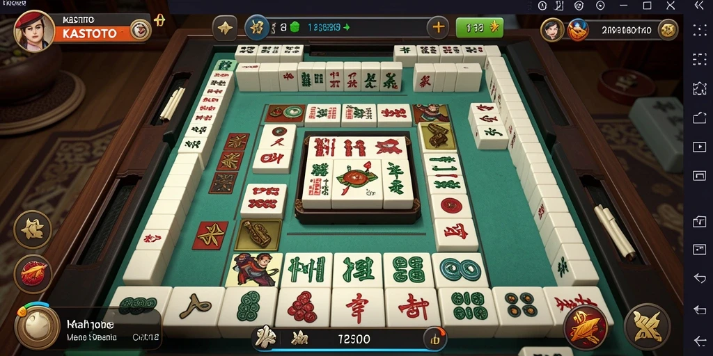 Screenshot dari gameplay <strong>KASTOTO</strong> yang menunjukkan suasana permainan Mahjong yang seru.