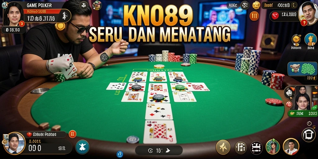 Screenshot gameplay KNO89 menampilkan suasana pertandingan poker yang seru.