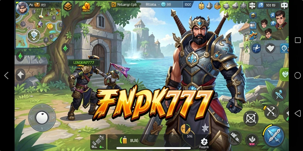 Tampilkan gameplay RPG LENGKAP777 dengan grafis menarik.