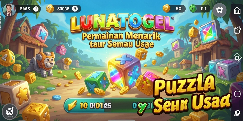 Tampilan gameplay LUNATOGEL yang menantang dan penuh warna.
