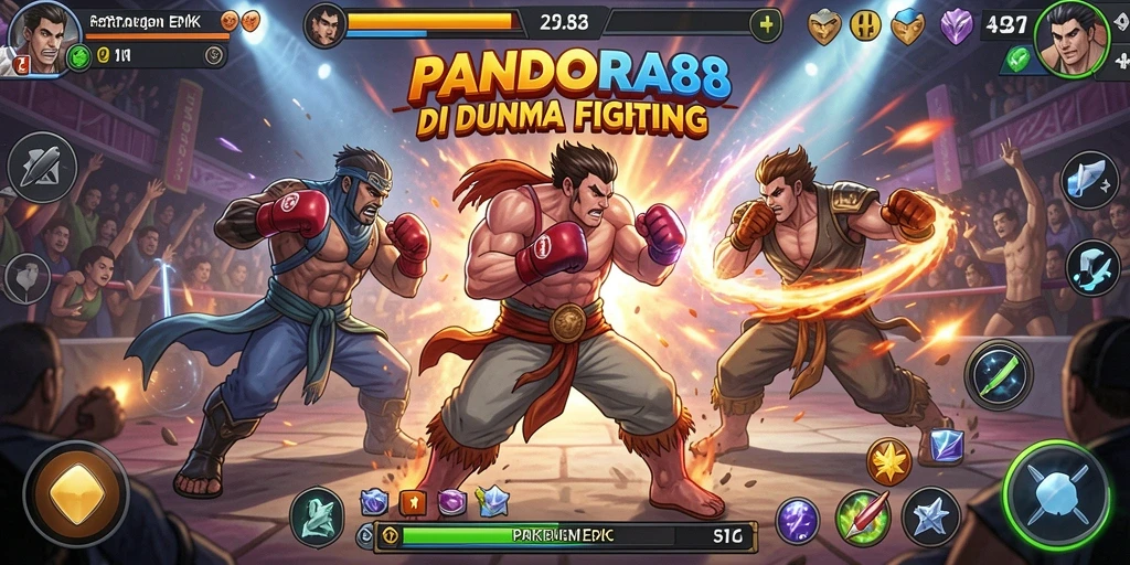 Gameplay Fighting seru dengan karakter unik dan arena dinamis.