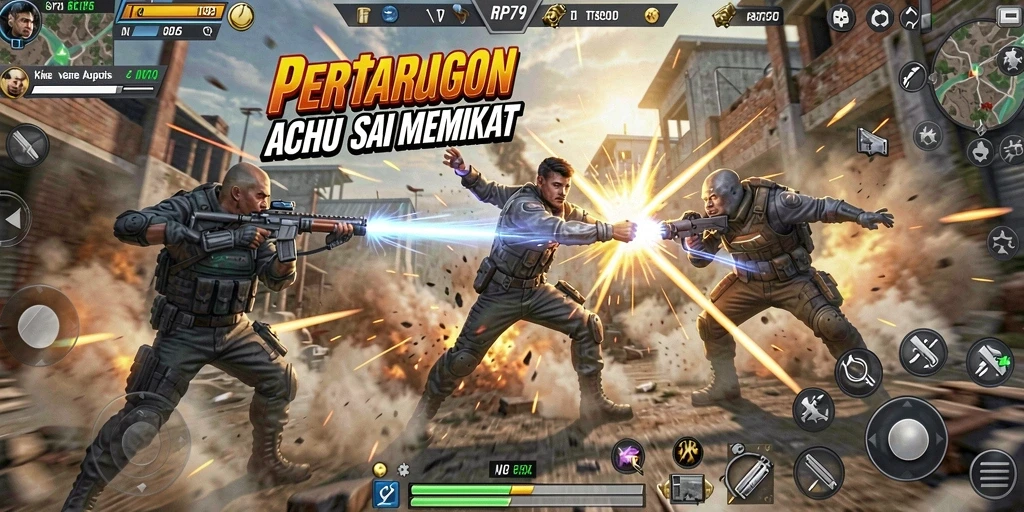 Screenshot gameplay RP79 menampilkan serunya aksi pertarungan yang intens.