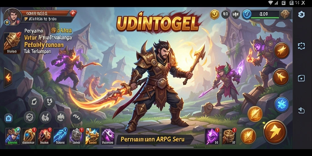 Tampilan aksi seru dalam gameplay UDINTOGEL ARPG.