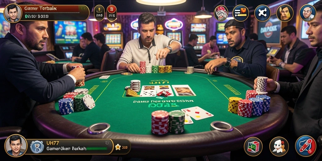Tampilan permainan poker yang menarik dan interaktif di UH77.